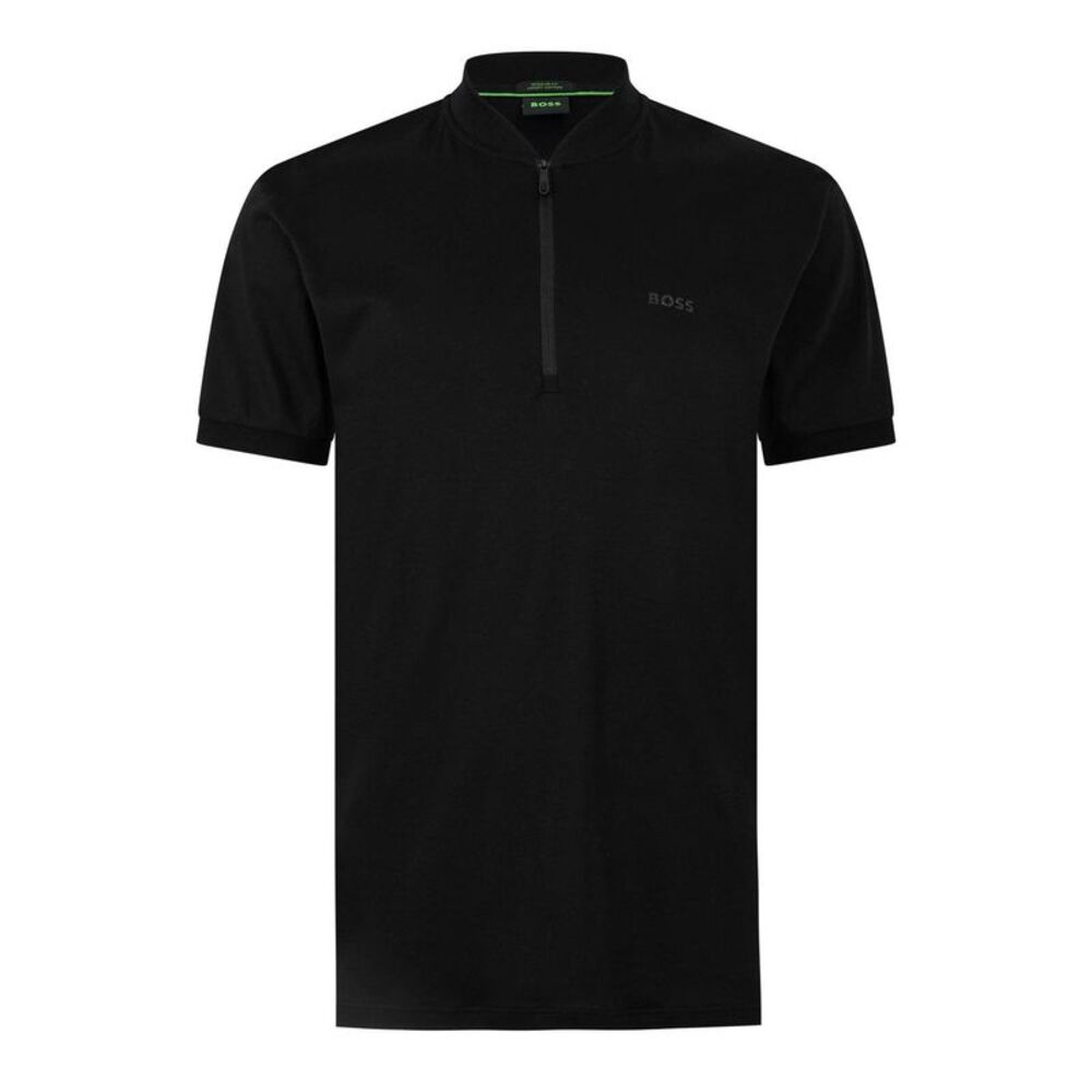 Boss Mens Pl Unity Pariq Quarter Zip Regular Polo Shirt / Black